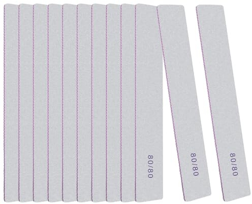 LOPHE 12PCS Professional Nail Files, Double Sided 80/80 Grit Emery Boards for Nails, Nail Shaping Manicure Tools, Professional Nail File Set for Nail Styling, Salon, Home Use