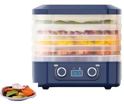 ERICAT Secador De Alimentos Digital, Deshidratador De Alimentos Eléctrico con Pantalla Táctil Y Vidrio Visual, Control De Temperatura De 35-75 ℃ Y Temporización Inteligente De 48 Horas, para Carne