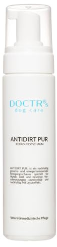 DOCTRs Reinigungsschaum für Hunde – Trockenshampoo – sanfte Reinigung – neutralisiert Gerüche – Schutz vor Wasser und Schmutz – erleichtert das Kämmen – pH-adaptiv – lebensmittelecht – ANTIDIRT PUR