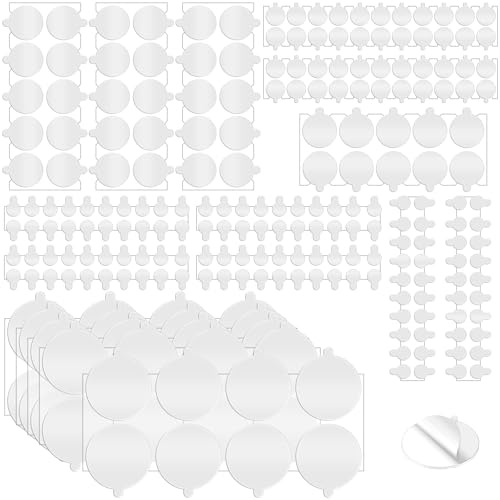 Poeland 240 Stück Klebepunkte Doppelseitig, Rund Transparente Klebende Aufkleber, Abnehmbare Klebepaste Punkt Aufkleber für Poster Ballon Feiertagsdeko DIY Basteln