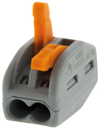 Wago, Borne à Levier Série 222, Sachet de 10, 2 Entrées, Compatible Fils Rigides, Semi-Rigides et Souples 0,08-4 mm², Tension 400V, Courant 32A, Longueur Dénudage 9-10mm, Connexion Sécurisée et Rapide