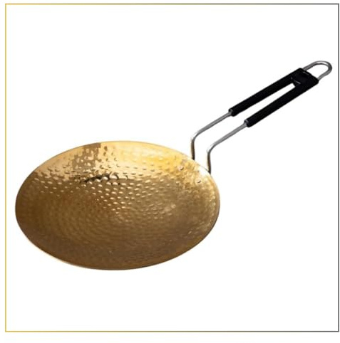 Seven Chakra Tree Brass Roti Tawa 10 Tawa for Roti with Handles Teflon Free Handcrafted Tava Roti Brass Cookware Ptal Brass Utensils for Your Kitchen