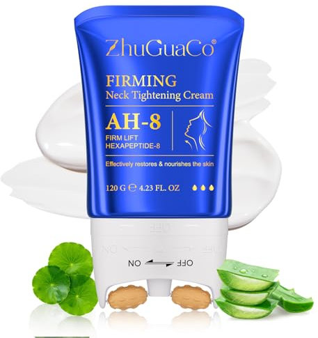 AH-8 Crème raffermissante pour le cou, Anti Double Menton, Ah-8 soins pour le cou et le décolleté creme, Huile corporelle liftante au collagène, Crème anti-rides pour femmes et hommes 120g (1PC)