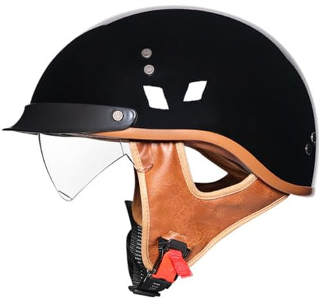 Casco Jet Moto Vintage Omologato ECEDOT Casco Da Motociclista Caschi Cromwell Con Visiera Parasole Mezzo Casco Portatile Casco A Scodella Per Uomo Donna 3,M:57-58CM