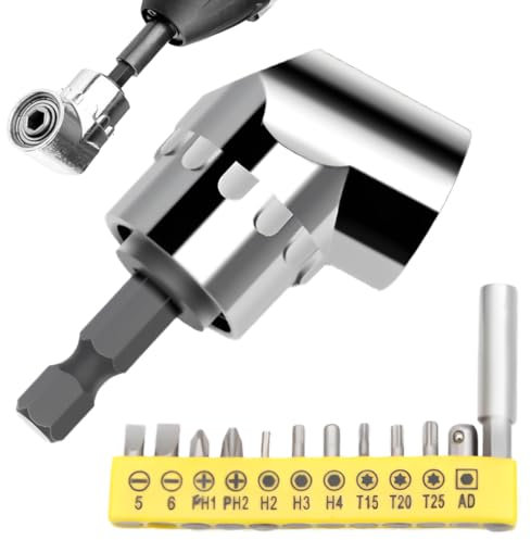 12 Pezzi Trapano Mandrino Avvitatore Angolare Kit, Gradi Prolunga Accessori Snodo Avvitatore, Prolunga Trapano per Trapano Elettrico, Cacciavite a Angolo Retto
