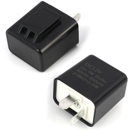 2 Stück LED Blinkerrelais 12V, 2 Polige Blinkrelais mit Einstellbarer Blinkfrequenz, Blinker Relais 12V LED für Motorrad, 2Pin LED Blinkerrelais, Lastunabhängig, Kompatibel mit Meisten Fahrzeugen
