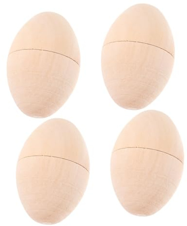 DIYEAH 4pezzi Uova Di Pasqua in Legno Non Finite Per Pittura Uova Di Pasqua Artigianali Disegnate Mano Non Verniciate Riempibili Per Decorazioni Pasquali