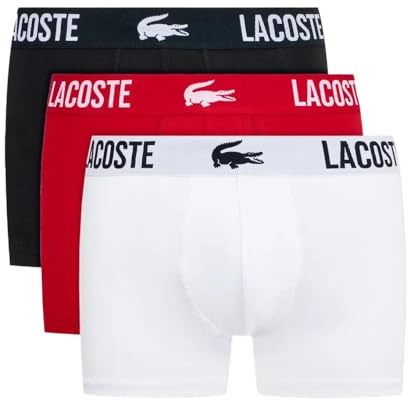 Lacoste 3 Boxershorts Schwarz/Weiß/Rot, Herren, kurz, Stretch, Schwarz , S