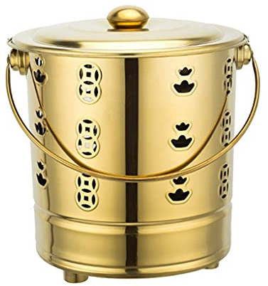 JNTFNE Inceneritori da Giardino, braciere con Supporto, braciere da Esterno, bracieri Portatili in Acciaio Inox per la combustione di Legna e a Basso Contenuto di Fumo, Grande braciere, Oro, 26x28 cm