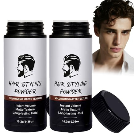 2 Stück Volume Powder für Männer,Mattem Effekt Hair Styling Powder- Volumenpuder für lockiges Haar, Mattes Haarpuder mit leichtem Halt, Ohne fettige Rückstände,Haaransatz Styling