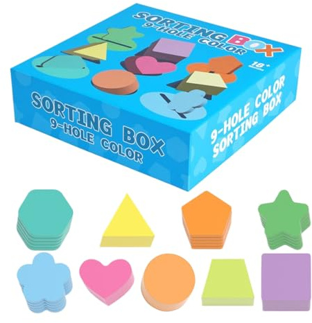 Salyeeluly Tri de Couleurs pour Tout-Petits | Boîte À Encastrements en Bois 9 Formes pour Couleurs Et Formes | Jeu Éducatif Interactif Précoce pour Maternelle École À La Maison Jardin D'