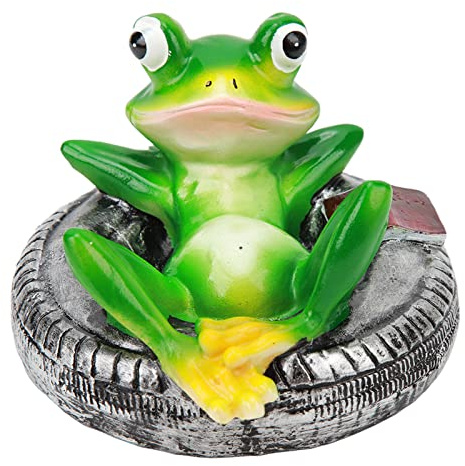 Frog Pond Ornaments, Resin Water Floating Frog Garden Statue, Colorfast Easy Float Decoration with Bright Gorgeous Colors, Weatherproof Outdoor Pond Decor for Home Garden Yard (Frog Lying On Tire)