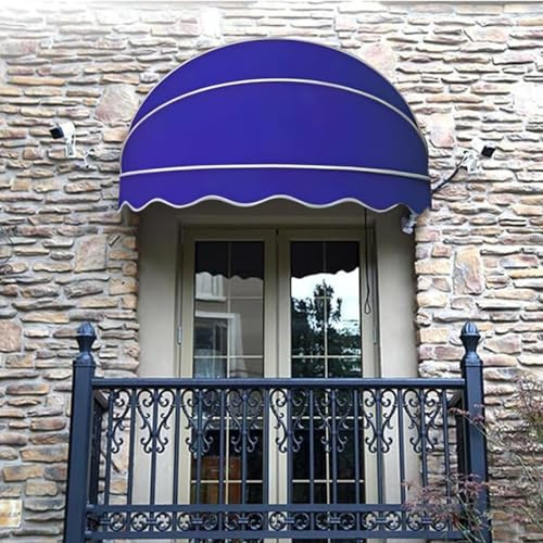 Tenda Cappottina Da Sole 70-145cm Tenda Da Porta Finestra Impermeabile In Poliestere Antivento, Tendone Da Esterno Con Corda Di Comando, Copertura Porta D’Ingresso(Blue,130cm)
