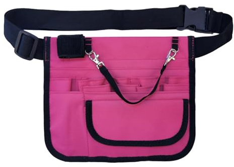 Wzmzjy Krankenschwester Hüfttasche, Werkzeugtasche, Verstellbarer Tragbarer Organizer mit Zusätzlicher Tasche, Polyester Hüfttasche, Gürteltasche für Werkzeu, ROSA