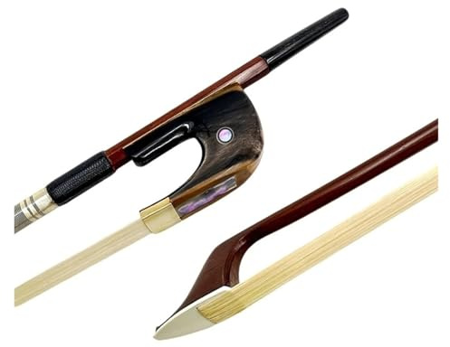 1pcs German Style 3/4 Upright Double Bass Bow Brazilwood,OX Horn Frog,Siberia Horsehair Horsetail(OX horn 2)