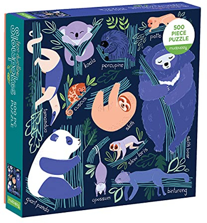 Mudpuppy Tree Dwelling Slowpokes 500 Piece Family Jigsaw Puzzle, Cute Forest Puzzle with Sloth, Panda, and Other Tree Dwelling Species