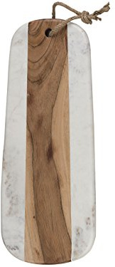 Artesà serveringsbräda i marmor med akacia-träpanel och hängögla, 44,5 x 20 cm (17,5 x 7,75)