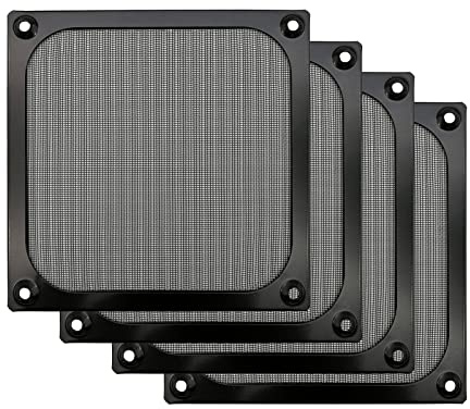 120 mm datorfläktfilter med skruvar, ultrafint aluminiumnät, svart färg, 4 stycken