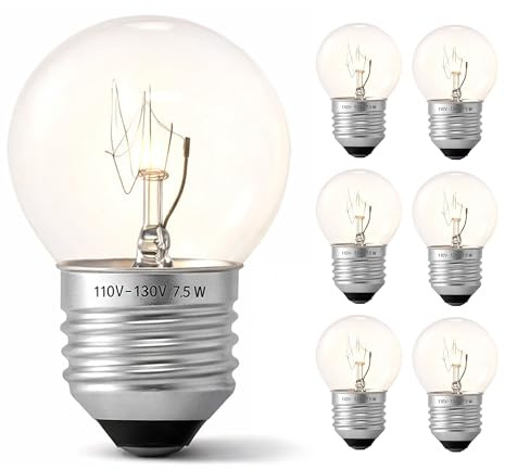 Mandala Crafts Clear Specialty Low Wattage Light Bulbs for Signs and Indicators, G40, 40 Lumens, 7.5 W, E26 Base, 6 Pack