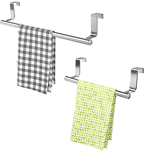 2 Pezzi Porta Appendi Strofinacci Cucina, 2 Dimensioni Struttura Appendi Asciugaman, Porta Asciugamani, Senza Montaggio, Senza Forare, Inossidabile, per Porta, Casseto, Armadio (S, L)