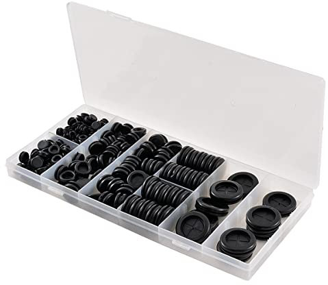 KATUR Set Assortimento di Passacavi in Gomma da 170 Pezzi Kit di guarnizioni ad anello per cavi elettrici con custodia per organizer per pompa per tubi dell'acqua della macchina per auto, 7 misure