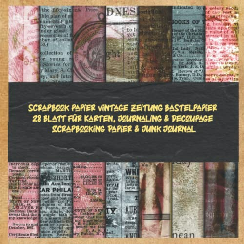 scrapbook papier vintage zeitung bastelpapier 28 blatt für Karten, Journaling & Decoupage Scrapbooking Papier & Junk Journal