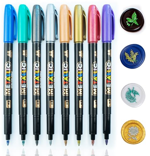 Pluma Zifospy de Sello de Cera, 8 Bolígrafos Metálicos para Decorar Sellado, Rotulador para Sobres de Boda