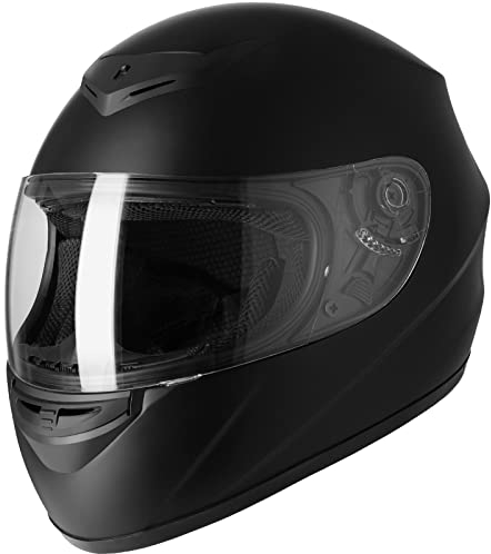 Favoto Motorradhelm Integralhelme für Erwachsene Vollvisierhelm Mopedhelm für Herren Damen Atmungsaktiv ECE Zertifiziert XL (61cm) Schwarz