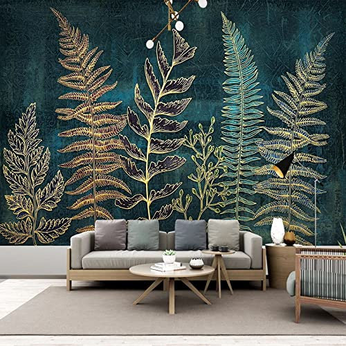 KEYESMINER Vlies Fototapete Grün Braun Pflanze Blätter 3D Effekt Vlies Tapeten Wandtapete XXL Moderne Wanddeko Wohnzimmer Schlafzimmer Büro Flur 250 cm B x175 cm