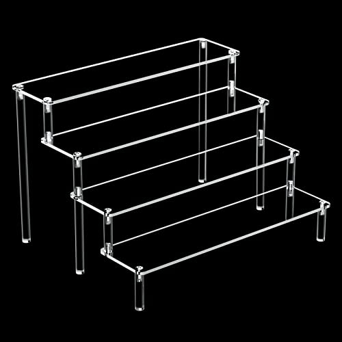 Sarsumir Acryl Display Ständer 4-stufiger Transparente Display Riser Acryl Riser Display Regal für Figuren Cupcake Nagellack Gewürz Parfüm （30x26x20）