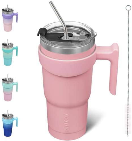 BJPKPK 20 oz Tumbler with Handle & Straw, Insulated Stainless Steel Mug