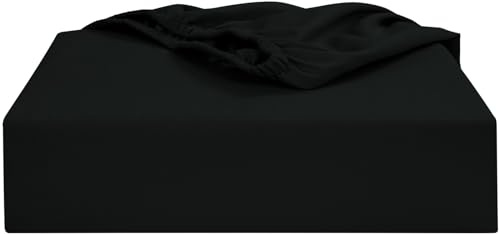 Soroor Bedding & Linen, Microfiber King Size Fitted Sheets, Black Deep Pocket 12 inch Bed Sheets, Super Soft Fabric & Elastic Hem Fitted Sheet | 150 x 200 x 30 cm King Size Bed Sheet