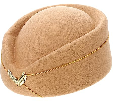 FRCOLOR Flugbegleiterin Kostüm Hut Beige Air Hostess Mütze Uniform Cosplay Party Tanz Accessoire Für Damen