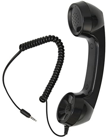 Combiné de Téléphone Portable Vintage Style Ancien avec Prise Téléphonique Filaire et Microphone Récepteur de Téléphone Portable Multifonctionnel 3,5 Mm pour Smartphones et (Noir)