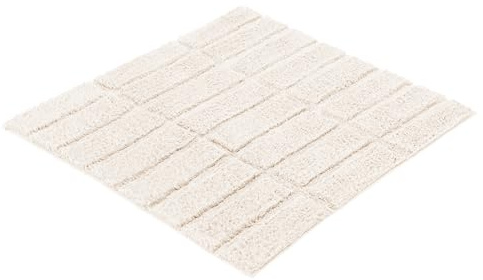 Kleine Wolke Badteppich Tiles Natur 60 x 60 cm | OEKO-TEX zertifiziert, rutschhemmende Unterseite, für Fußbodenheizung, maschinenwaschbar, 100% Baumwolle