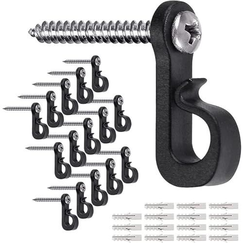 Palmcee 20PCS Q-Hanger Screw Hooks, Zinc Alloy Hanger Hooks for Outdoor String Lights,Wall Ceiling Hooks for Hanging Outdoor String Lights, Potted Plants, Wind Chimes Decoration