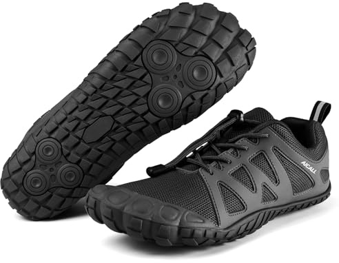 AICALL Barefoot Shoes Uomo Trekking Trail Running Scarpe Acqua Scarpe Barefoot Scarpe da Palestra Traspiranti Scarpe da Scoglio Punta Larga e Suola a Goccia Zero Scarpe da Immersione Uomo(Nero,40 EU)