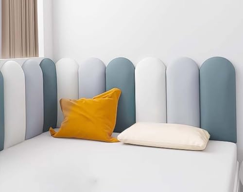 3D Bett Kopfteil Gepolstert, Wandverkleidung Selbstklebend, Verdicktes 3,5 cm Antikollision Wandkissen, Akustik Wandverkleidung Innen für Wandkissen Kinderzimmer, Einfach Zu Säubern(Color:F,Size:180cm