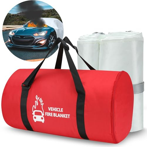 Azazccm nödbrandfilt för bil, stor glasfiber brandsläckarfilt, överlevnadssäkerhet brandskydd filt för elfordon lastbil bil förvrängning (13,12 x 19,68 fot)