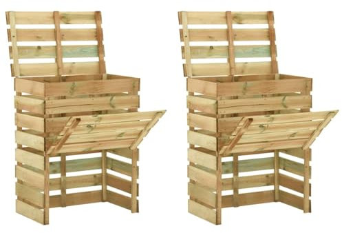 CIADAZ Composteur à lattes 2 unités en bois de pin imprégné 80 x 50 x 100 cm, composteur organique jardin, vermicomposteur, potager, composteur domestique