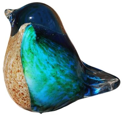 Vogelfiguren aus Glas, blaues Vogel-Dekor – blaue Vogelstatue aus mundgeblasenem Glas, Dekoration für Zuhause, Tierfigur Briefbeschwerer für Bibliotheken, Wohnzimmer,