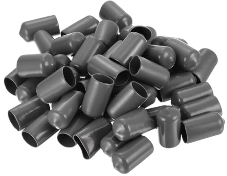 sourcing map 50pcs Rubber End Caps 11mm ID Vinyl PVC Round Tube Bolt Cap Cover Screw Thread Protectors Dark Grey