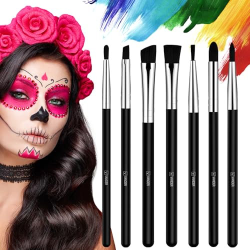 Set Pennelli Trucco,7 Pcs Professionali Sintetici Pennelli Makeup per Trucchi Carnevale Halloween,Set Pennelli per Make-up Teatrale Bodypaint,Set di Pennelli per Truccabimbida