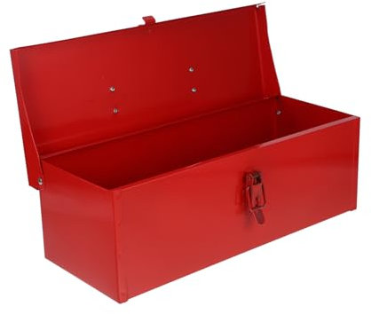 ETHZZLE Iron Tool Box Portable Storage with Lock for Garage and Outdoor Projects Red Toolbox with Shock-resistant Design Style