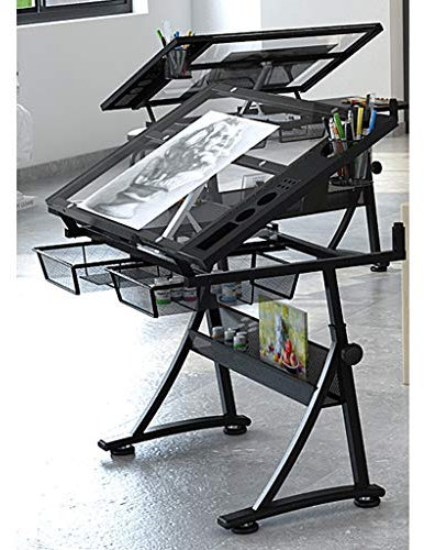 Zeichentisch, höhenverstellbarer Zeichentisch, neigbarer Basteltisch mit Stauraum, großer Kunsttisch, für den Zeichentisch im Homeoffice