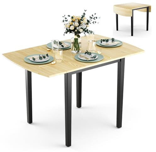 Tavolo da pranzo pieghevole in legno massello con piedini antiscivolo, salvaspazio, scrivania per casa, ufficio, studio, postazione di lavoro per PC portatile, ideale per cucina, camera da letto,