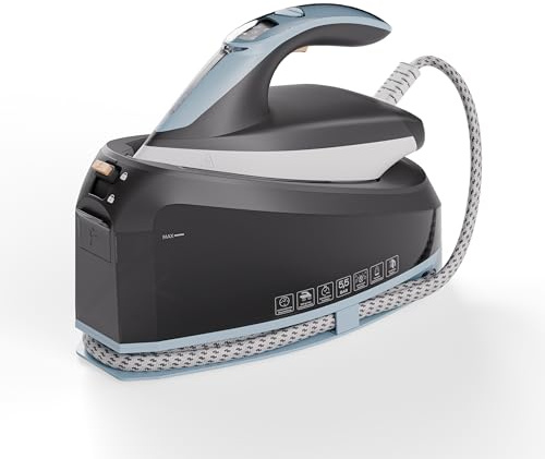 HEINRICHS Dampfbügelstation, 250 g/min Dampfstoß, 5,5 Bar Druck, 3 Funktionen, integriertes Display, großer 1,5 L Wassertank, Keramikbügelsohle, Selbstreinigungsfunktion, 3200 W Leistung, Schwarz-Blau