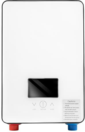 Elektronischer Durchlauferhitzer, 6500W Warmwasserbereiter mit LED Display und Duschkopf, IPX4-Wasserdichtigkeit Kleindurchlauferhitzer für Badezimmer, Friseursalons, Hotels