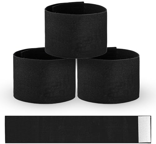 3 Stück Kapitänsbinde Kinder, 7X38 CM Elastic Kapitänsbinde Fussball Trauerflor Armbinde Schwarz Armband Elastisches Trauer-Armbinde Trauerband Elastisches Armband Trauerflor Für Trauer Beerdigung