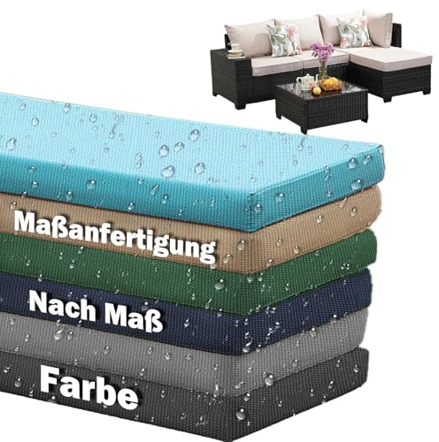 XEISYO Outdoor Sofa Sitzkissenbezüge Nach Maß, Wasserdichter Polsterbezug mit Reißverschluss, Ersatzkissen für Rattanmöbel, für Sitzkissen, Sitzauflage, Bankauflage (A)